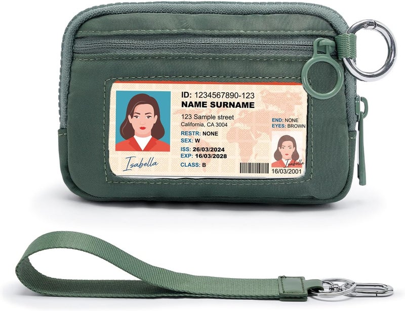 YDF The Iris Wallet for Women Mini Zip Card Case with Clear ID Window Zipper Coin Purse Lightweight Portable Keychain Wallet - Image 1